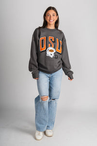 OSU OSU Cowboys helmet fade sweatshirt charcoal Sweatshirt | Lush Fashion Lounge Trendy Oklahoma State Cowboys Apparel & Cute Gameday T-Shirts