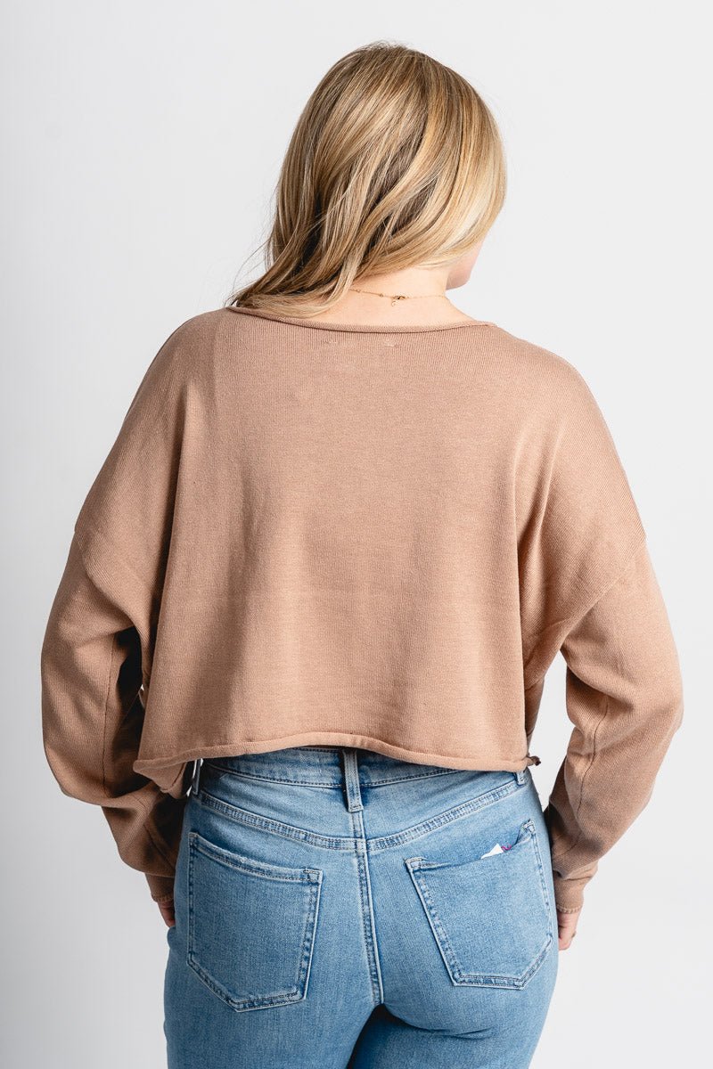 Boat neck sweater dark taupe