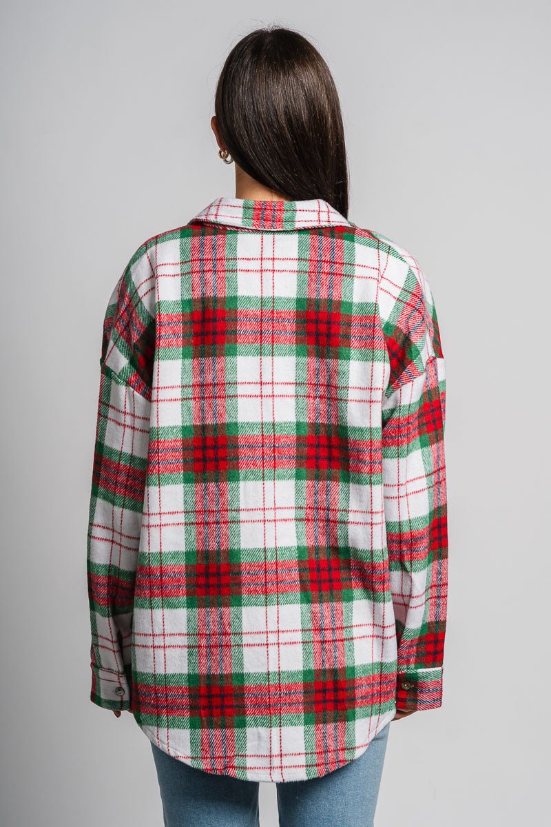 Plaid shacket red/green