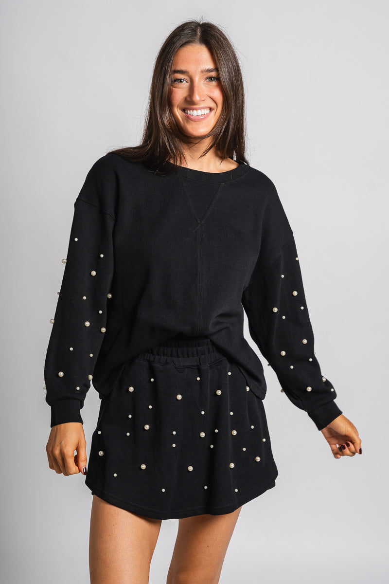 Pearl detail sweatshirt black