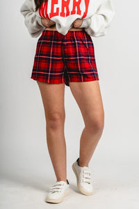 Z Supply boyfriend boxy shorts red - Trendy Shorts - Fashion Shorts at Lush Fashion Lounge Boutique in Oklahoma City