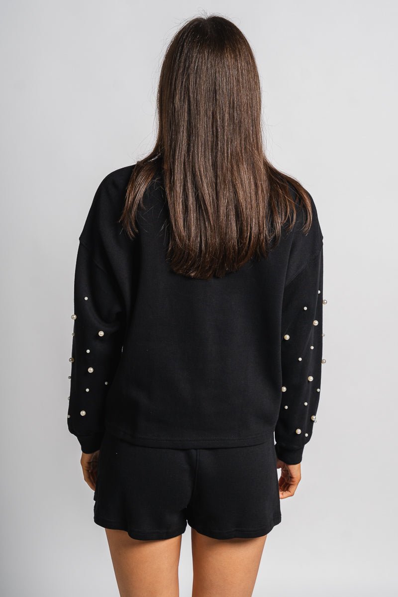 Pearl detail sweatshirt black