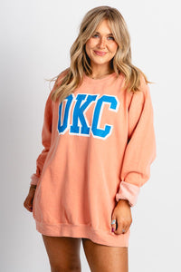 OKC oversized sweatshirt orange - Trendy Oklahoma City Basketball T-Shirts Lush Fashion Lounge Boutique in Oklahoma City