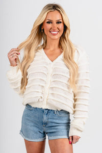 Layered ruffle sweater ivory - Cute top - Trendy Cardigans & Stylish Kimonos at Lush Fashion Lounge Boutique in Oklahoma City