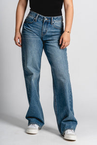 Just USA low rise relaxed fit jeans medium denim | Lush Fashion Lounge: boutique women's jeans, fashion jeans for women, affordable fashion jeans, cute boutique jeans