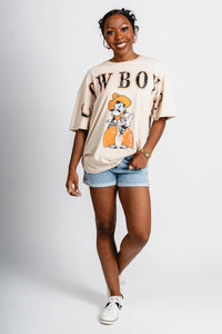 OSU OSU Cowboys split oversized tee oatmeal T-shirt | Lush Fashion Lounge Trendy Oklahoma State Cowboys Apparel & Cute Gameday T-Shirts