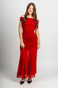 Cowl neck maxi dress red - Cute dress - Trendy Dresses at Lush Fashion Lounge Boutique in Oklahoma City