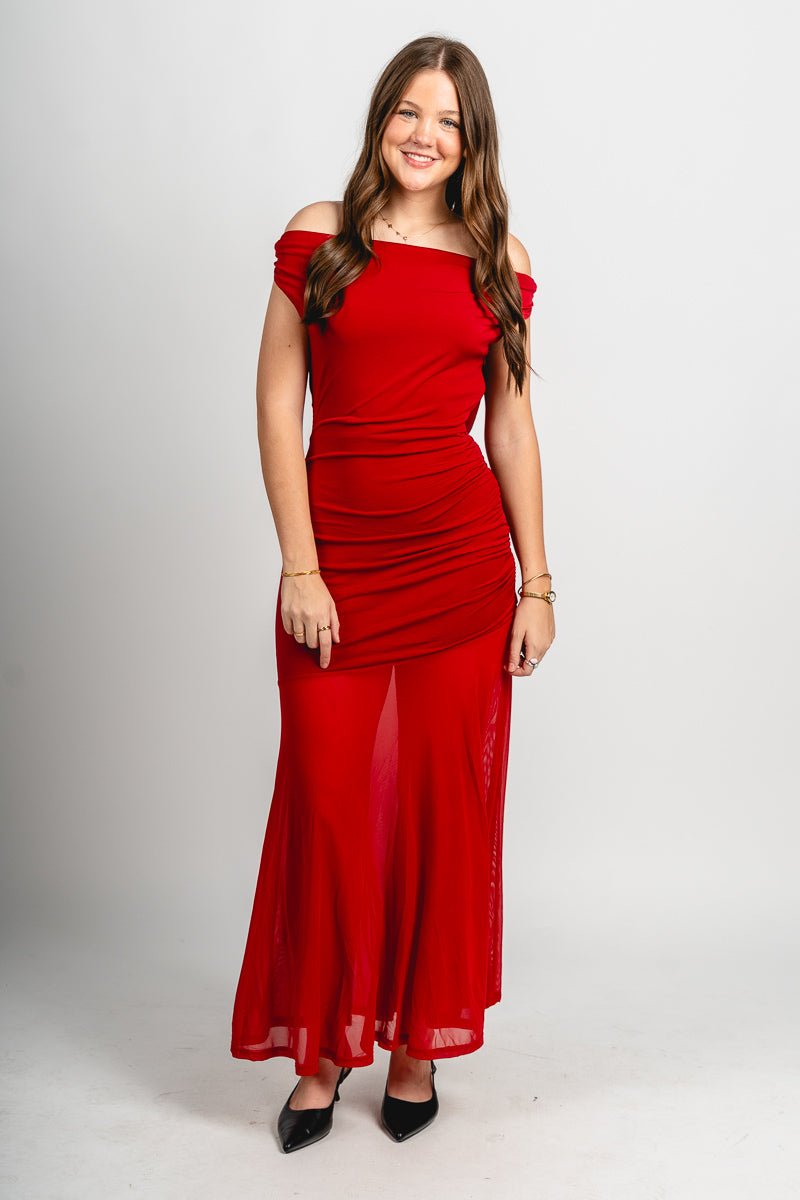 Cowl neck maxi dress red - Cute dress - Trendy Dresses at Lush Fashion Lounge Boutique in Oklahoma City