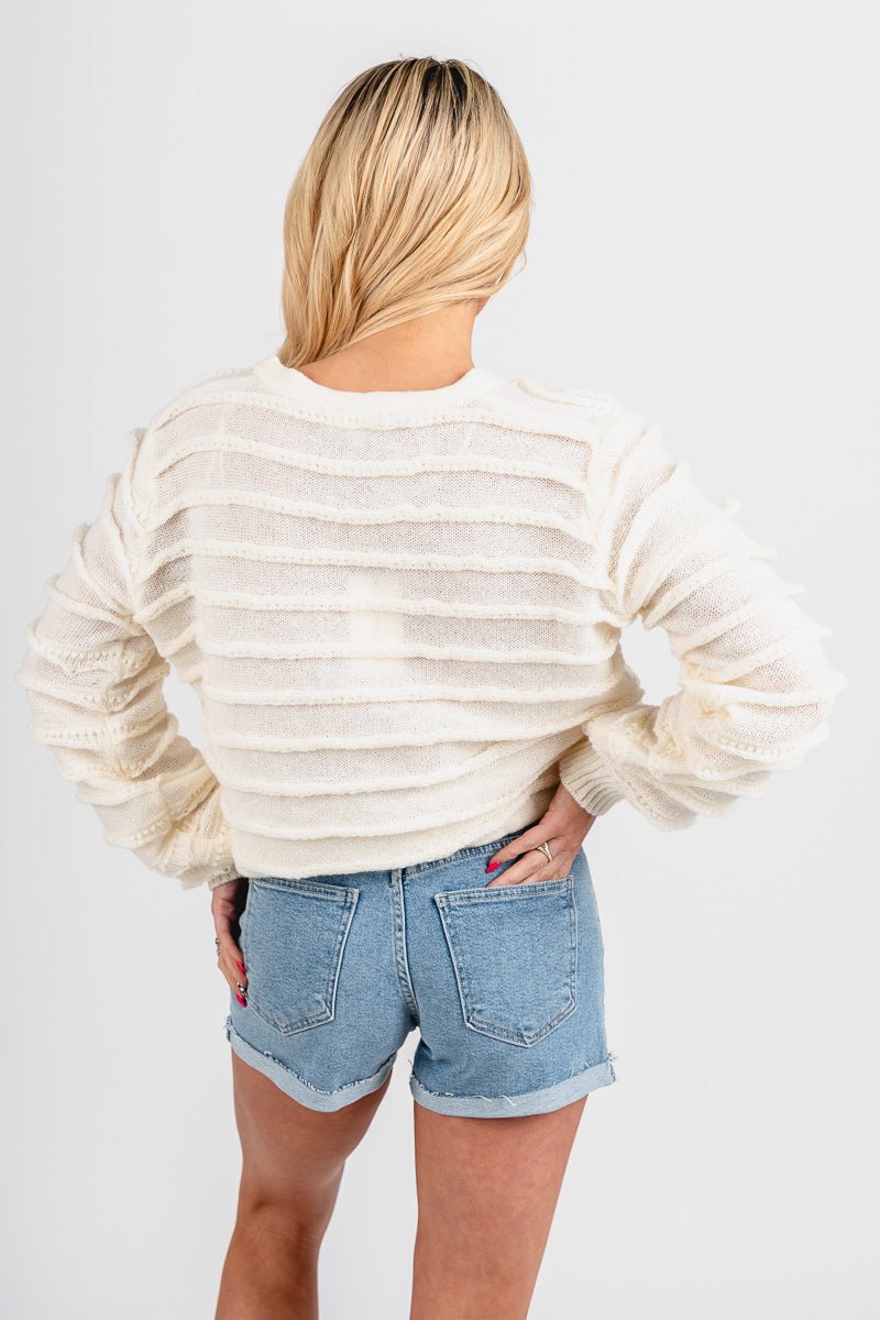 Layered ruffle sweater ivory