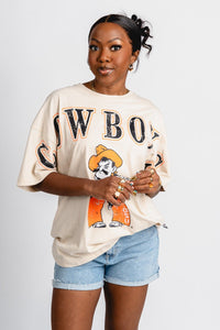 OSU OSU Cowboys split oversized tee oatmeal T-shirt | Lush Fashion Lounge Trendy Oklahoma State Cowboys Apparel & Cute Gameday T-Shirts