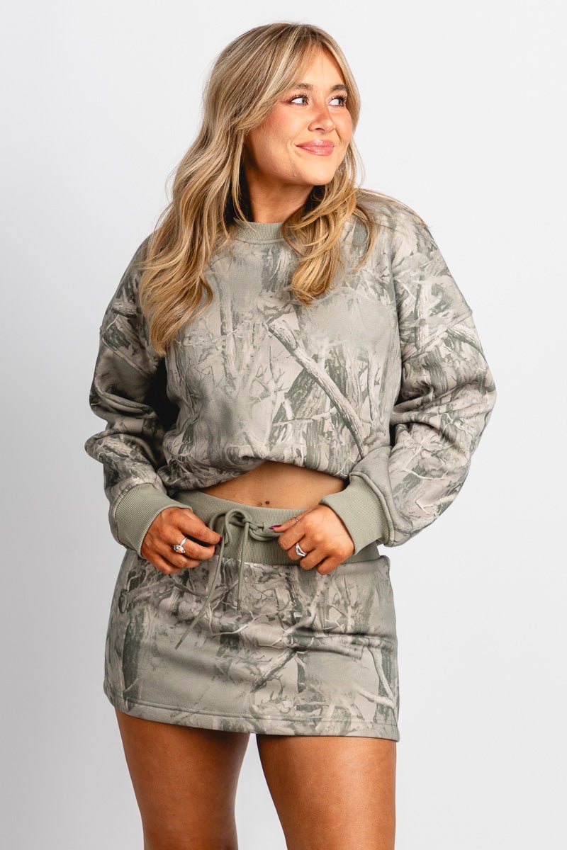 Camoflauge skort sage