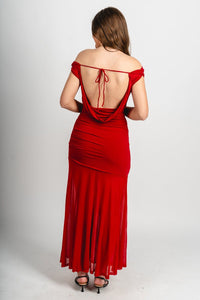 Cowl neck maxi dress red - Affordable dress - Boutique Dresses at Lush Fashion Lounge Boutique in Oklahoma City