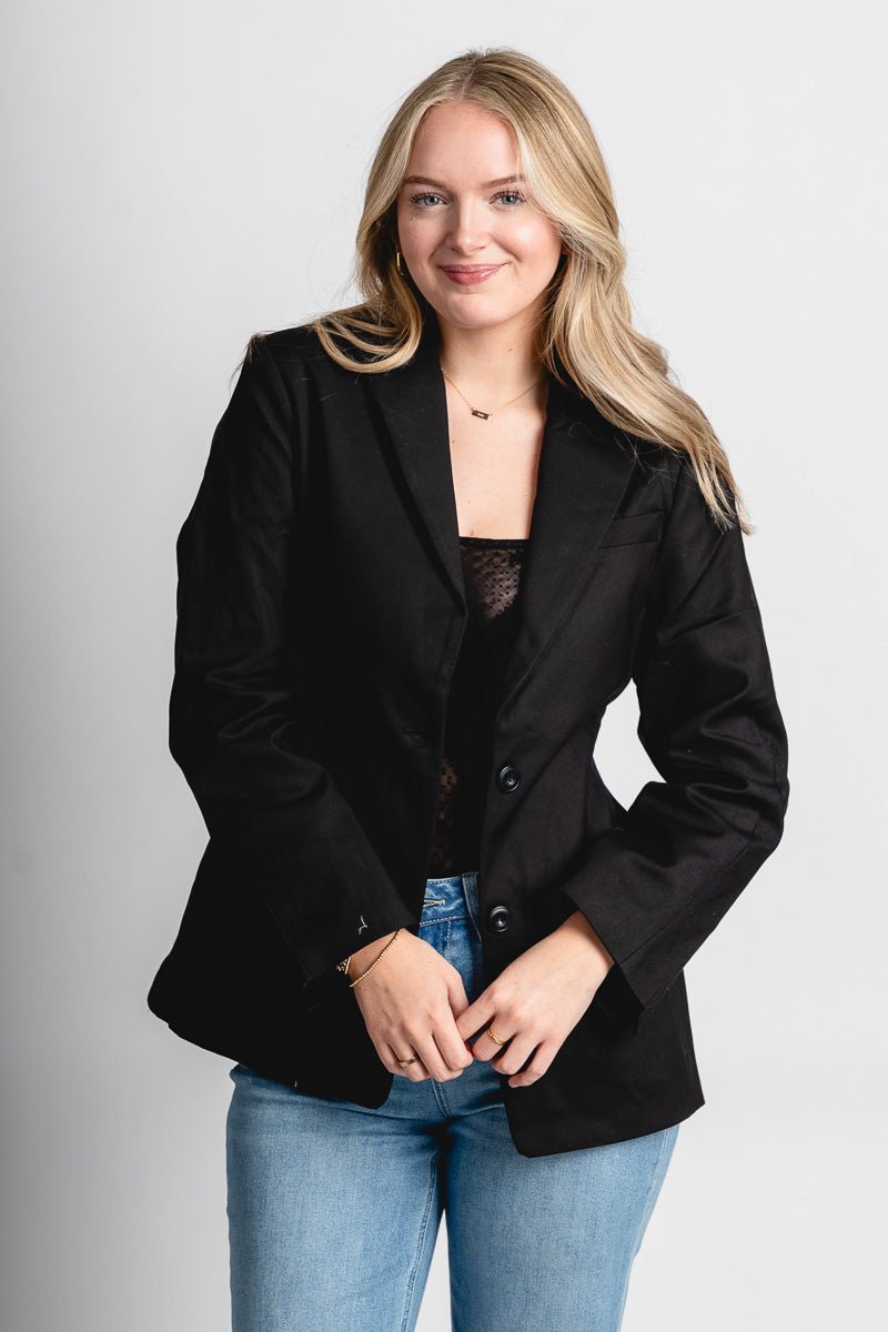 Shelly blazer black – Trendy Jackets | Cute Fashion Blazers at Lush Fashion Lounge Boutique in Oklahoma City