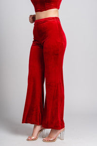 Velvet wide leg pants red - Trendy New Year's Eve Dresses, Skirts, Kimonos and Sequins at Lush Fashion Lounge Boutique in Oklahoma City