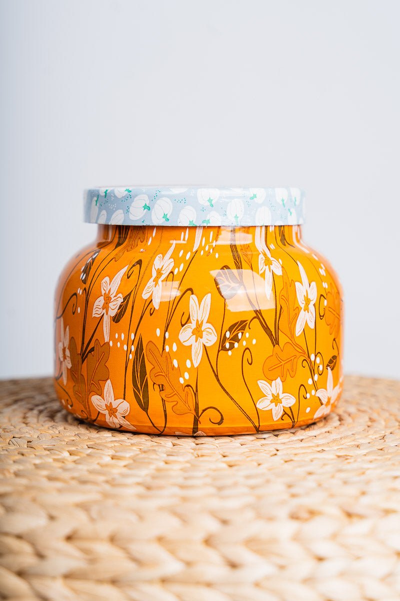 Capri Blue pumpkin dulce scent 19 oz candle pattern play - Trendy Candles and Scents at Lush Fashion Lounge Boutique in Oklahoma City