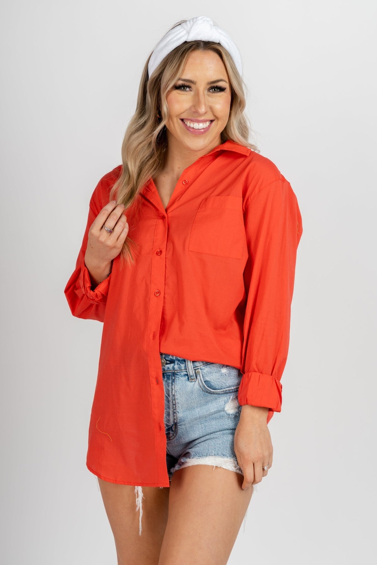 Z Supply poolside shirt firecracker - Z Supply tops - Z Supply Tops, Dresses, Tanks, Tees, Cardigans, Joggers and Loungewear at Lush Fashion Lounge