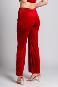 Velvet wide leg pants red | Lush Fashion Lounge: women's boutique pants, boutique women's pants, affordable boutique pants, women's fashion pants