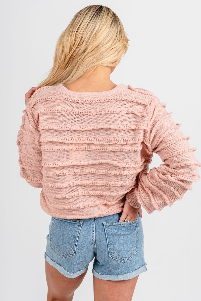 Layered ruffle sweater blush