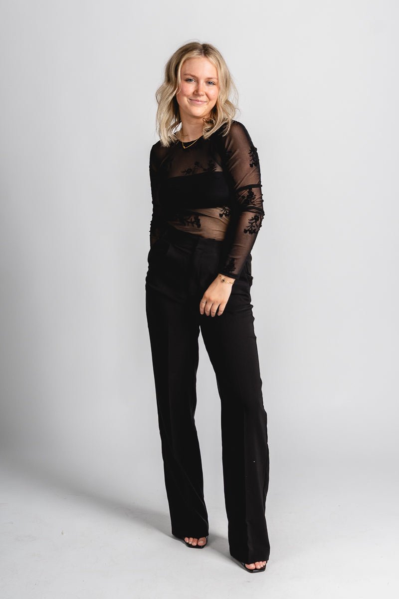 Floral lace bodysuit black Stylish Bodysuit - Womens Fashion Bodysuits at Lush Fashion Lounge Boutique in Oklahoma City