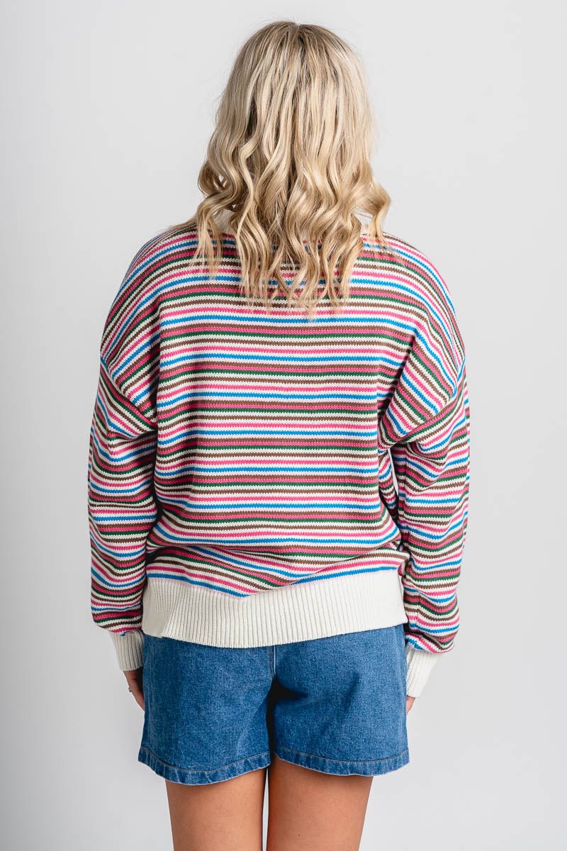 Striped sweater cardigan white/multi