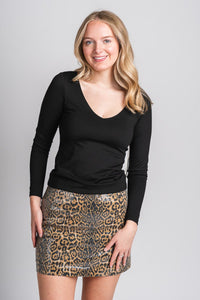 Sequin leopard skirt brown/black | Lush Fashion Lounge: boutique fashion skirts, affordable boutique skirts, cute affordable skirts