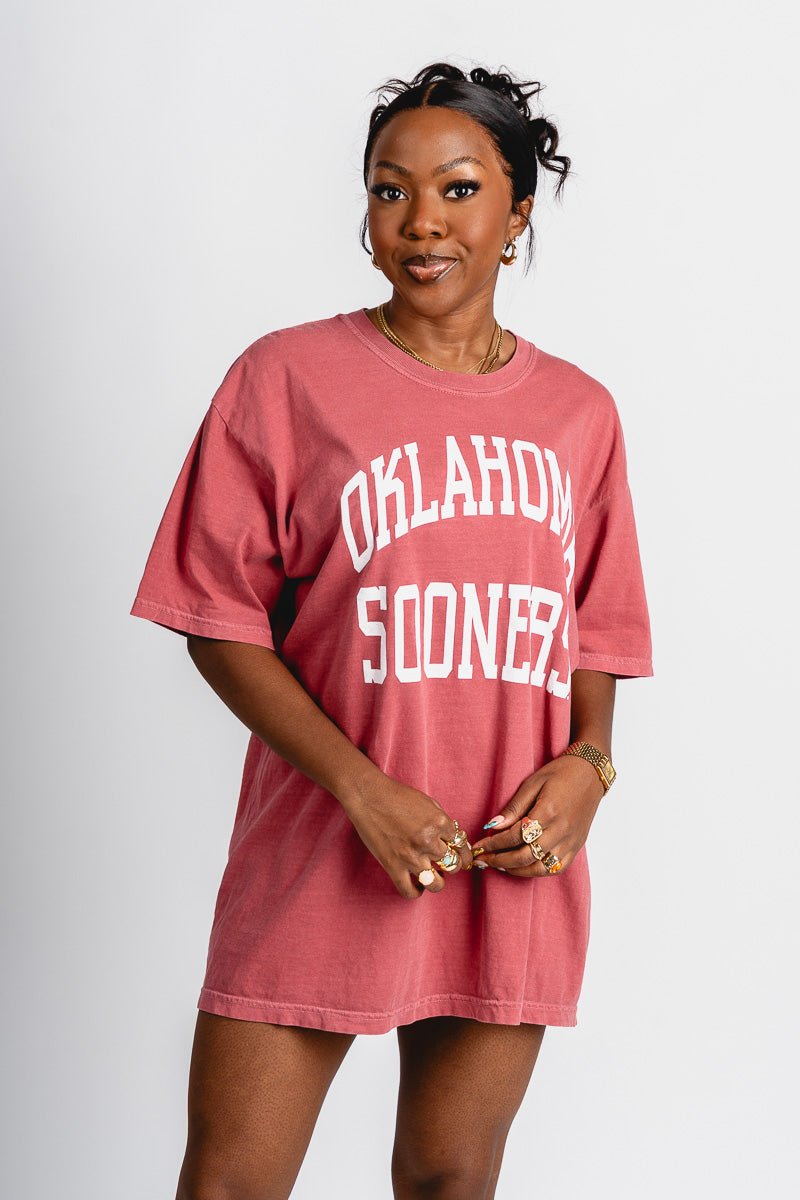 OU OU Oklahoma Sooners simple oversized tee crimson T-shirt | Lush Fashion Lounge Trendy Oklahoma University Sooners Apparel & Cute Gameday T-Shirts