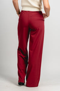High rise pleated trouser pants burgundy | Lush Fashion Lounge: women's boutique pants, boutique women's pants, affordable boutique pants, women's fashion pants