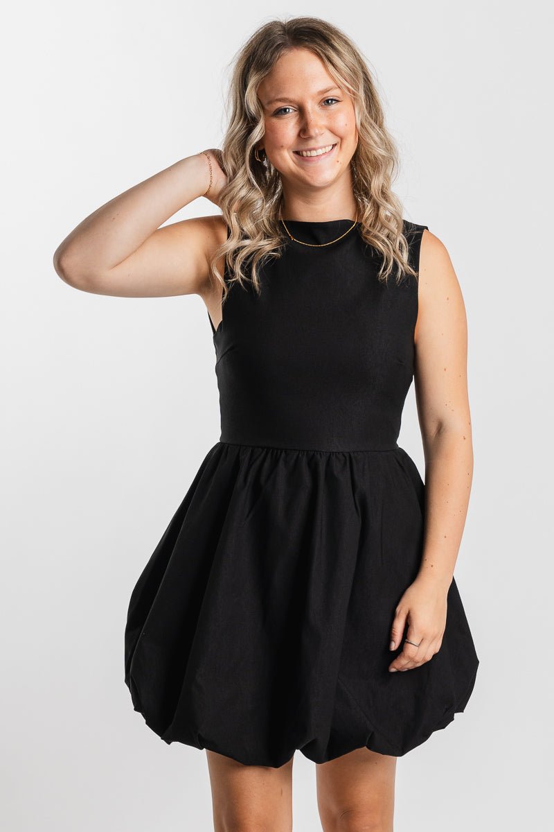 Bubble mini dress black - Cute dress - Trendy Dresses at Lush Fashion Lounge Boutique in Oklahoma City