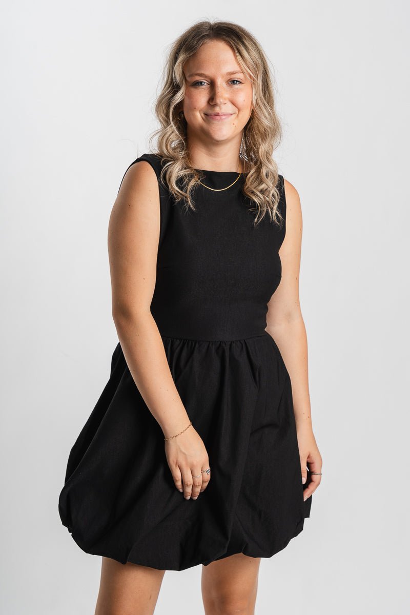 Bubble mini dress black - Affordable dress - Boutique Dresses at Lush Fashion Lounge Boutique in Oklahoma City