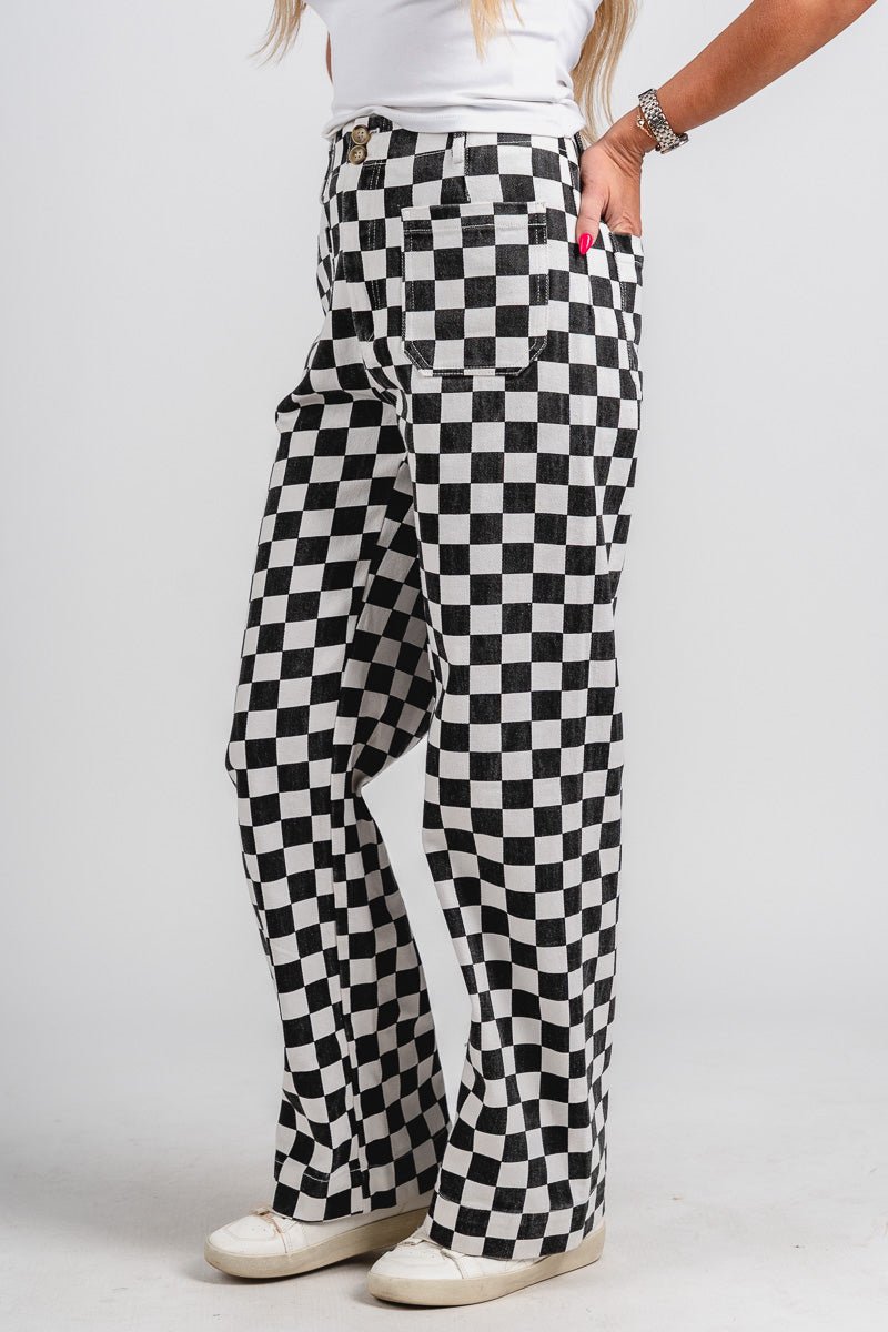 Checkered pants black | Lush Fashion Lounge: women's boutique pants, boutique women's pants, affordable boutique pants, women's fashion pants