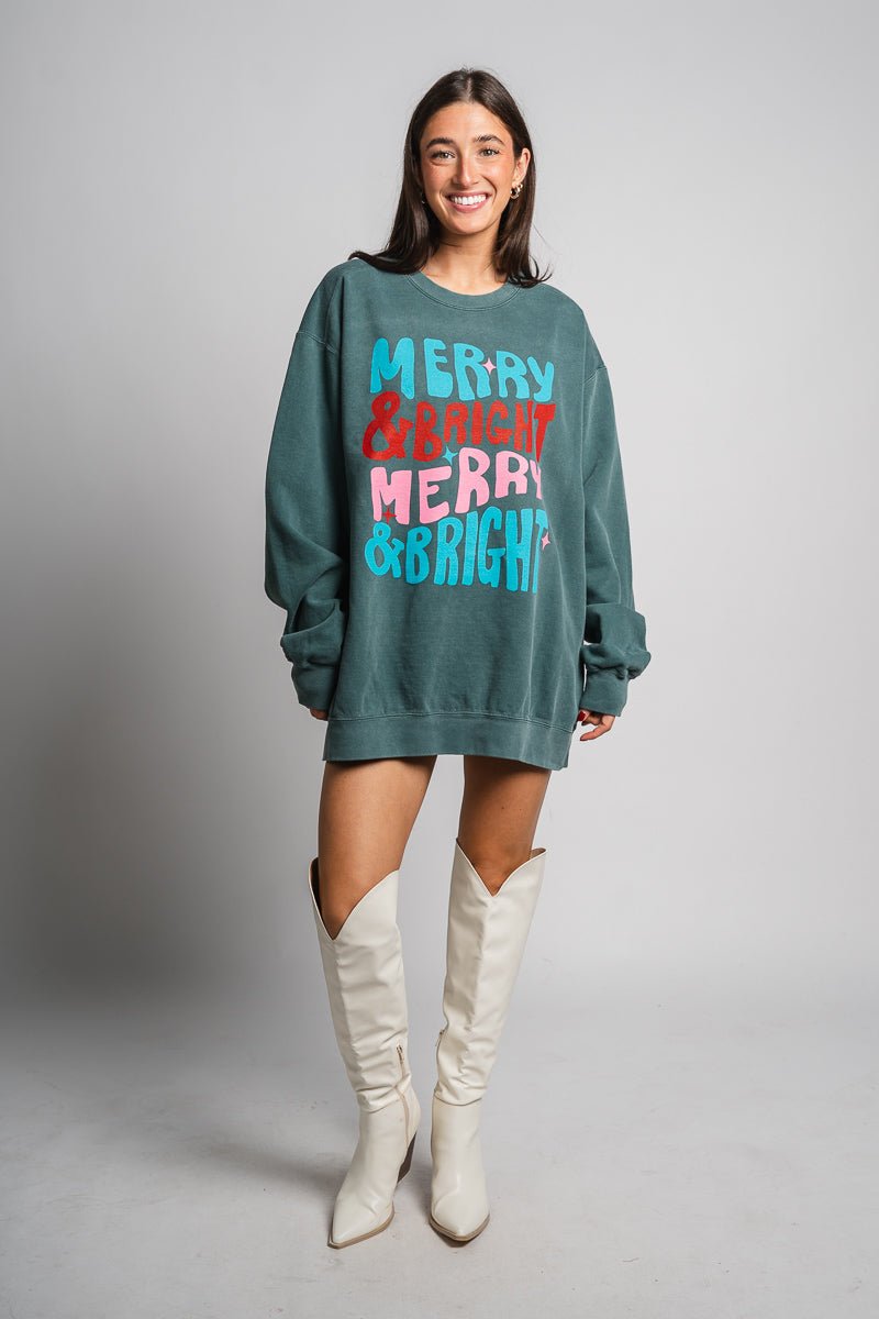 Merry & Bright repeater oversized sweatshirt blue spruce