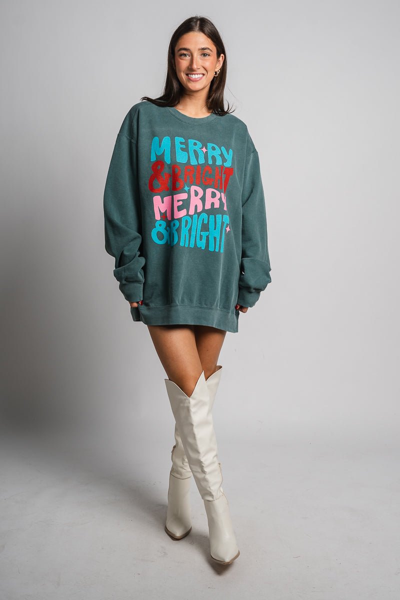 Merry & Bright repeater oversized sweatshirt blue spruce