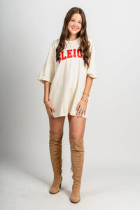 SLEIGH oversized tee off white - Exclusive Collection of Holiday Inspired T-Shirts and Hoodies at Lush Fashion Lounge Boutique in Oklahoma City
