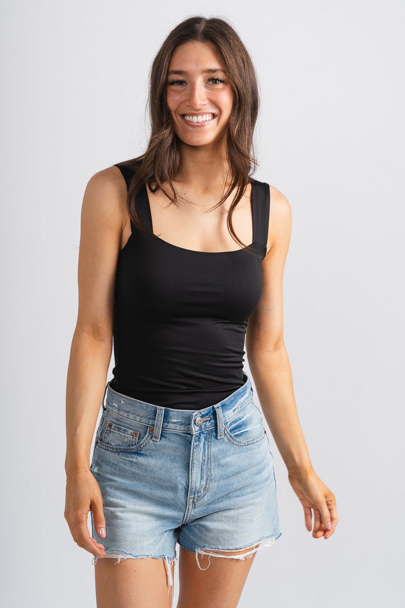 Square neck cami tank top black - Cute Tank Top - Trendy Tank Tops at Lush Fashion Lounge Boutique in Oklahoma City