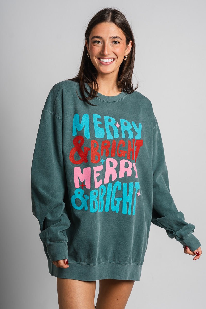 Merry & Bright repeater oversized sweatshirt blue spruce