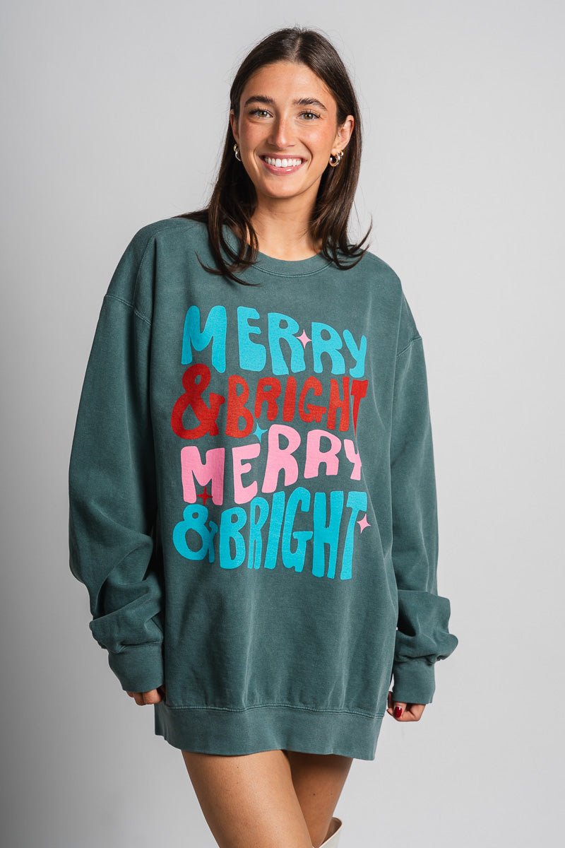 Merry & Bright repeater oversized sweatshirt blue spruce