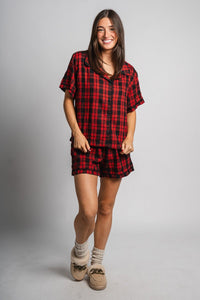 Plaid shorts red - Adorable Shorts - Stylish Comfortable Outfits at Lush Fashion Lounge Boutique in OKC