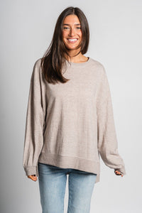 Z Supply modern weekender heather taupe - Z Supply top - Z Supply Tops, Dresses, Tanks, Tees, Cardigans, Joggers and Loungewear at Lush Fashion Lounge