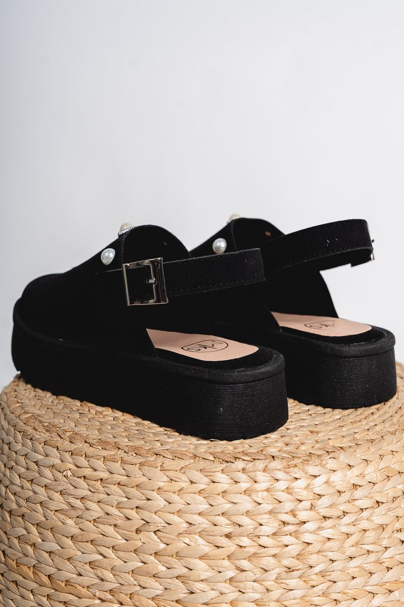 Zya sling back slippers black - Affordable Shoes - Boutique Shoes at Lush Fashion Lounge Boutique in Oklahoma City
