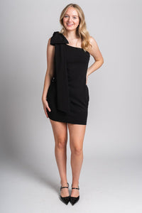 One shoulder dress black - Affordable dress - Boutique Dresses at Lush Fashion Lounge Boutique in Oklahoma City