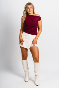 Asymmetrical sweater tank top burgundy - Trendy Sweaters | Cute Pullover Sweaters at Lush Fashion Lounge Boutique in Oklahoma City