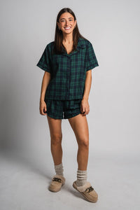 Plaid button up top green - Stylish top - Trendy Lounge Sets at Lush Fashion Lounge Boutique in Oklahoma City