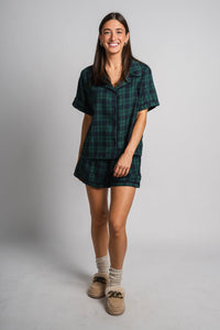 Plaid button up top green - Fun top - Unique Lounge Looks at Lush Fashion Lounge Boutique in Oklahoma