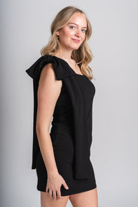 One shoulder dress black - Cute dress - Trendy Dresses at Lush Fashion Lounge Boutique in Oklahoma City