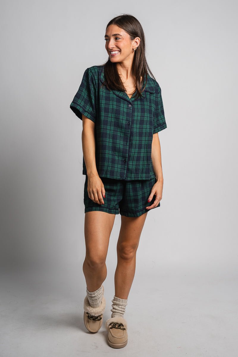 Plaid button up top green - Adorable top - Stylish Comfortable Outfits at Lush Fashion Lounge Boutique in OKC