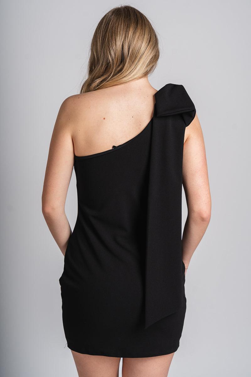 One shoulder dress black Stylish dress - Womens Fashion Dresses at Lush Fashion Lounge Boutique in Oklahoma City