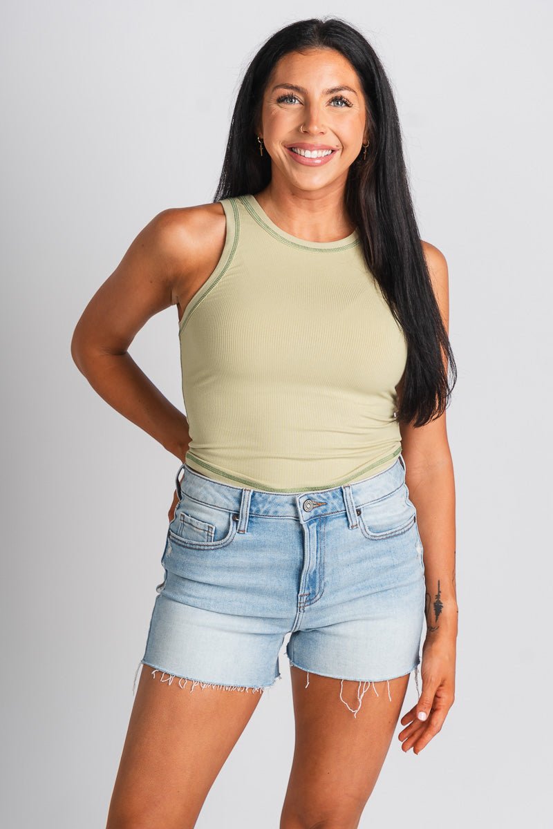 Ribbed tank top lime - Cute Tank Top - Trendy Tank Tops at Lush Fashion Lounge Boutique in Oklahoma City