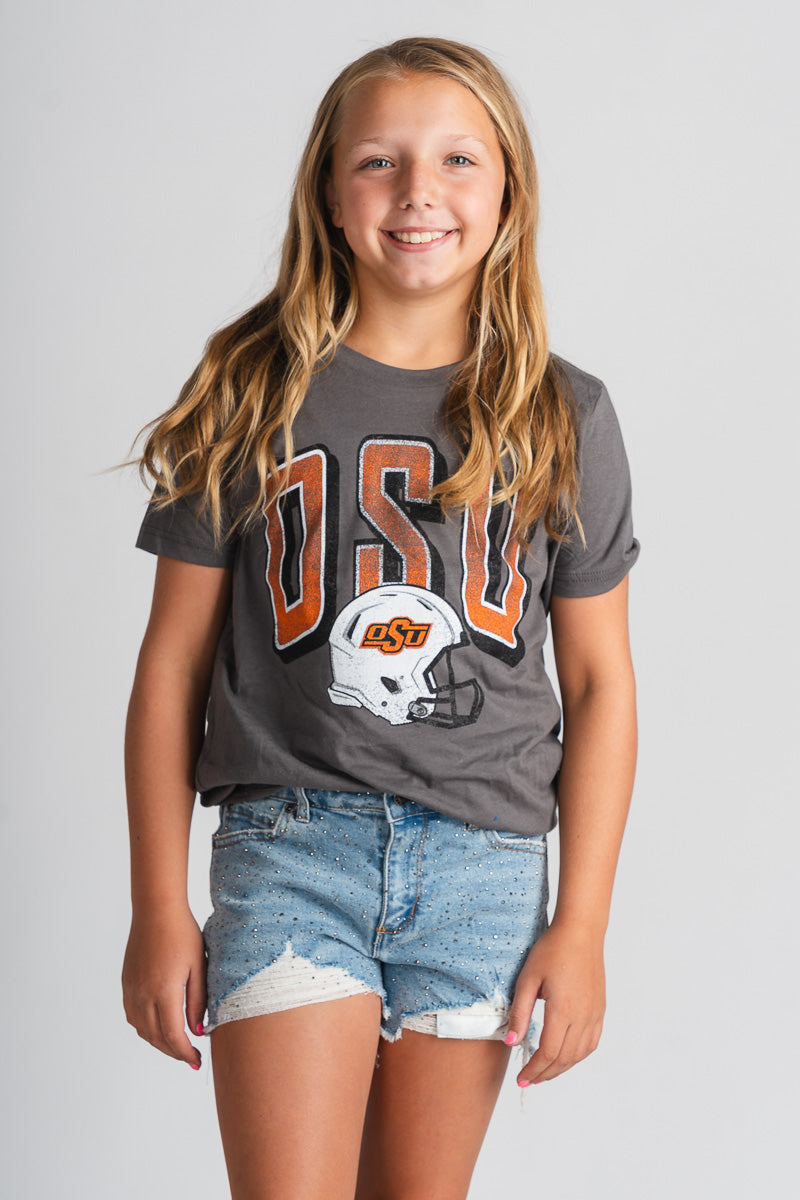 OSU KIDS OSU Cowboys helmet fade t-shirt charcoal T-shirt | Lush Fashion Lounge Trendy Oklahoma State Cowboys Apparel & Cute Gameday T-Shirts