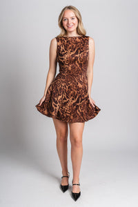 Leopard skater dress brown/black Stylish dress - Womens Fashion Dresses at Lush Fashion Lounge Boutique in Oklahoma City