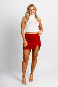 Joy sleeveless turtleneck sweater white - Exclusive Collection of Holiday Inspired T-Shirts and Hoodies at Lush Fashion Lounge Boutique in Oklahoma City